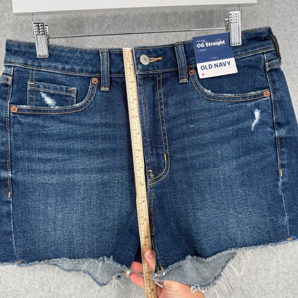 Old Navy Womens OG Straight High Rise Denim Cut Off Shorts Size 8 Blue NEW - Picture 10 of 11